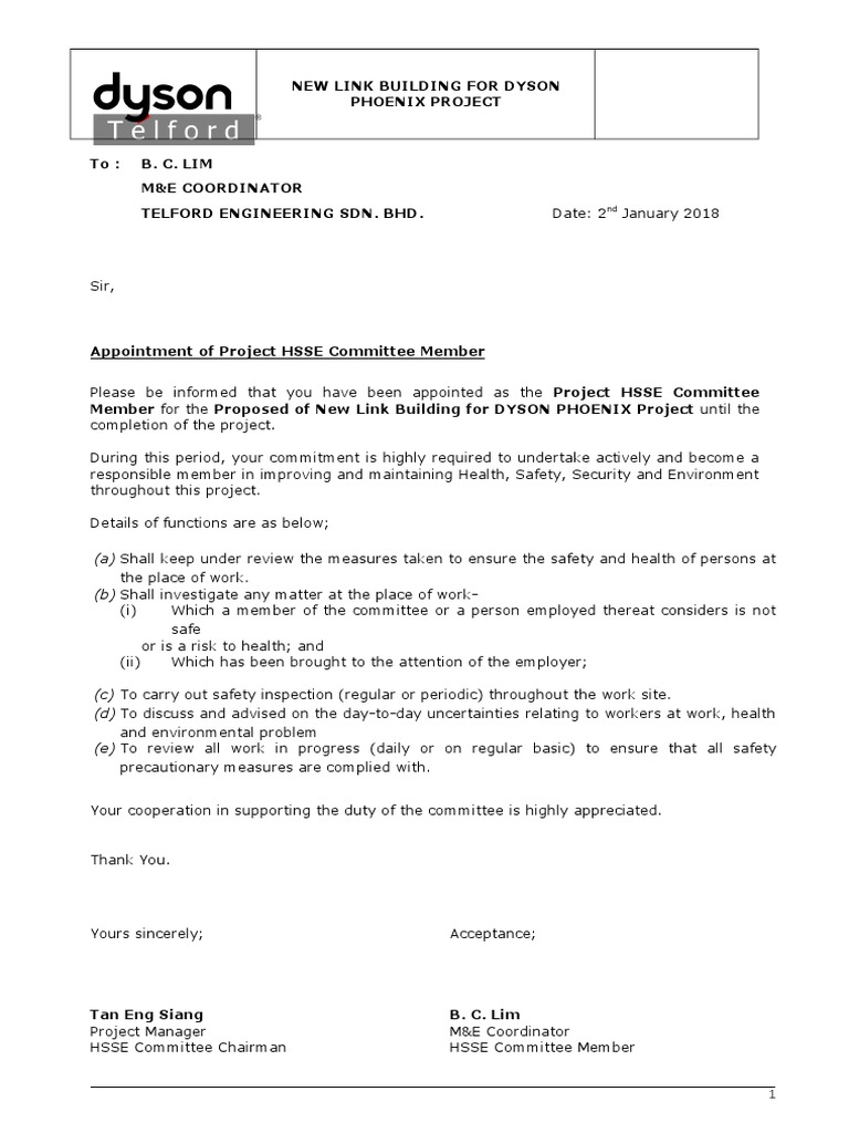 HSSE Committee Appointment Letter BC Lim PDF