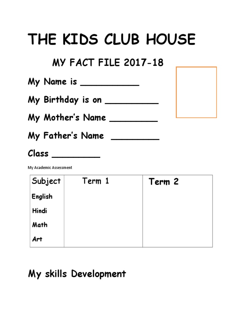 The Kids Club House: MY FACT FILE 2017-18 | PDF
