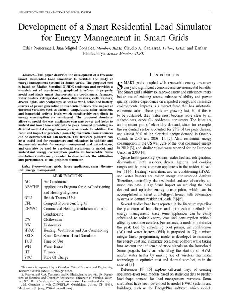 Smart Residential Load Simulator | PDF | Hvac | Smart Grid