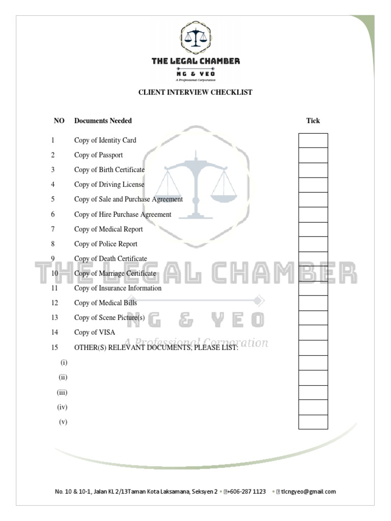Client Interview Checklist