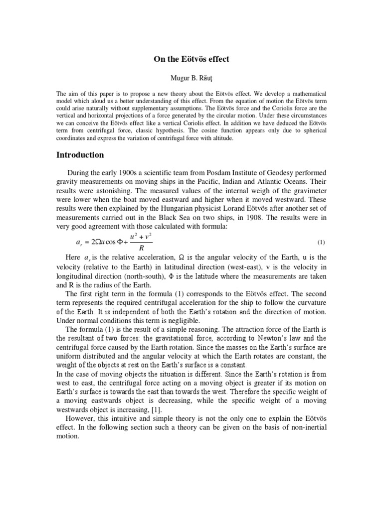 Eotvos Effect | PDF | Geometric Measurement | Theoretical Physics