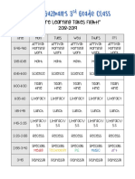 2018-2019 Class Schedule