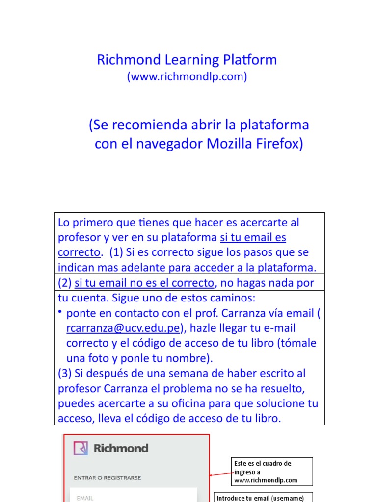 Guía de acceso a Richmond Learning Platform | PDF | Informática ...