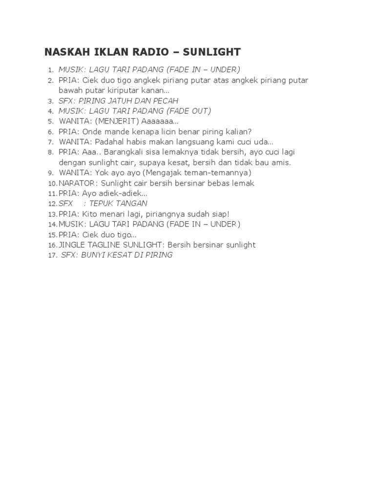 Naskah Iklan Radio