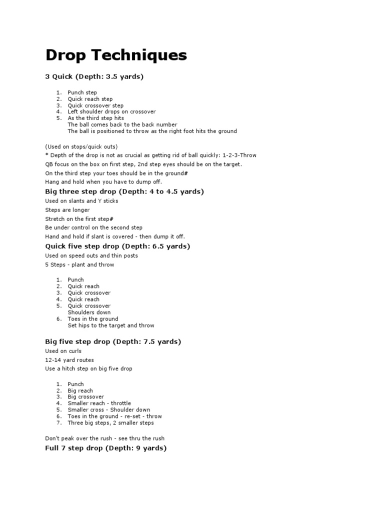 Quarterback Dropback Techniques Guide | PDF | Quarterback | Gridiron ...