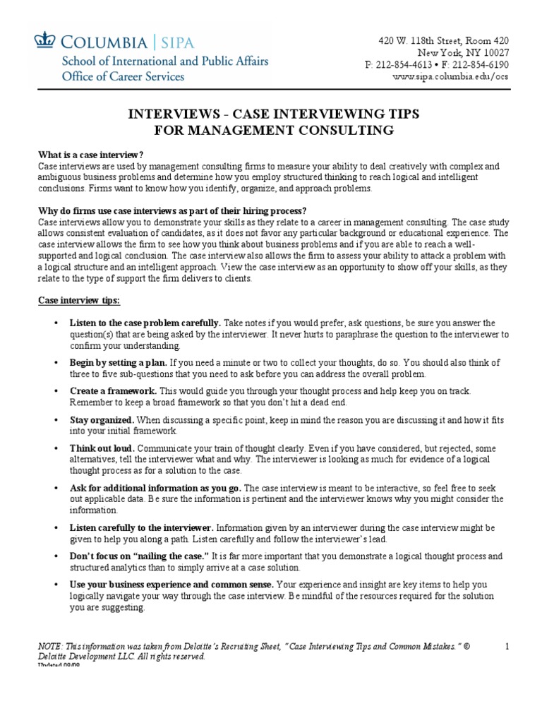 Interviews Case Interviewing Tips Thought Insight