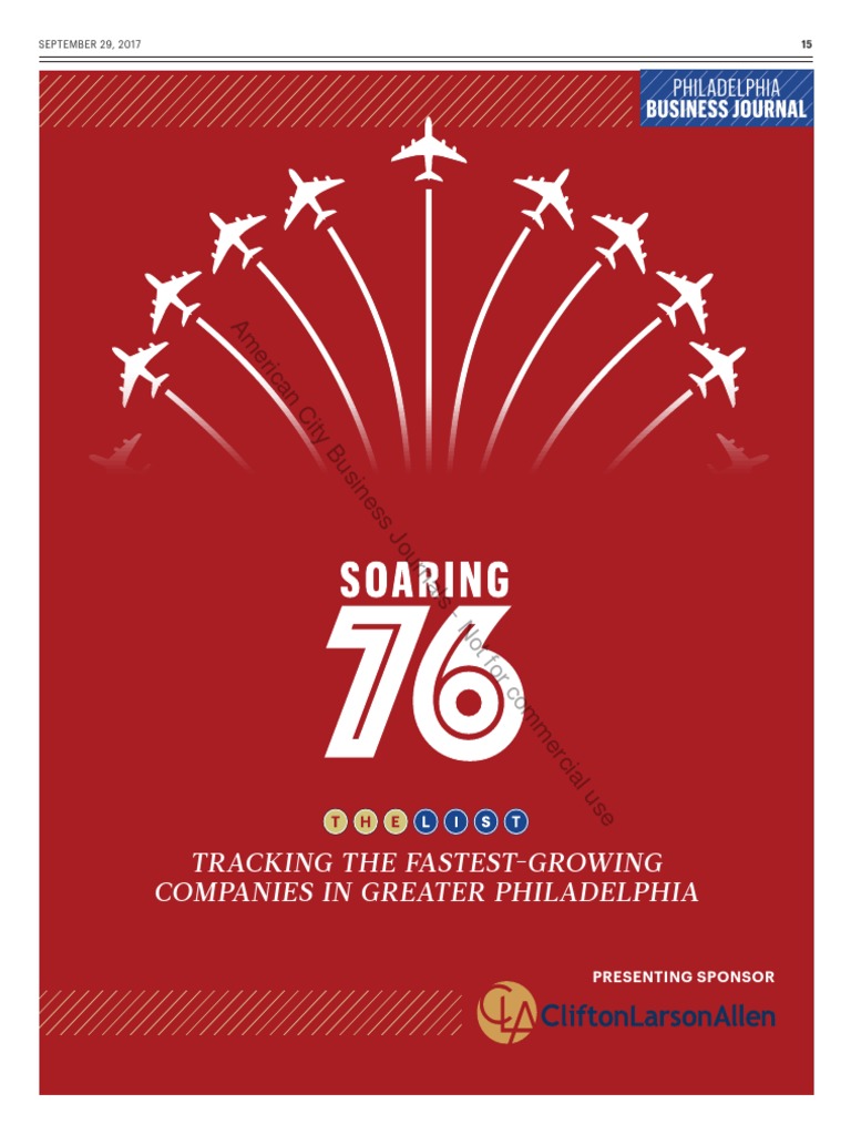 PhiladelphiaBusinessJournal Sept. 29, 2017 Soaring76 | PDF | Salesforce.Com  | Dermatology