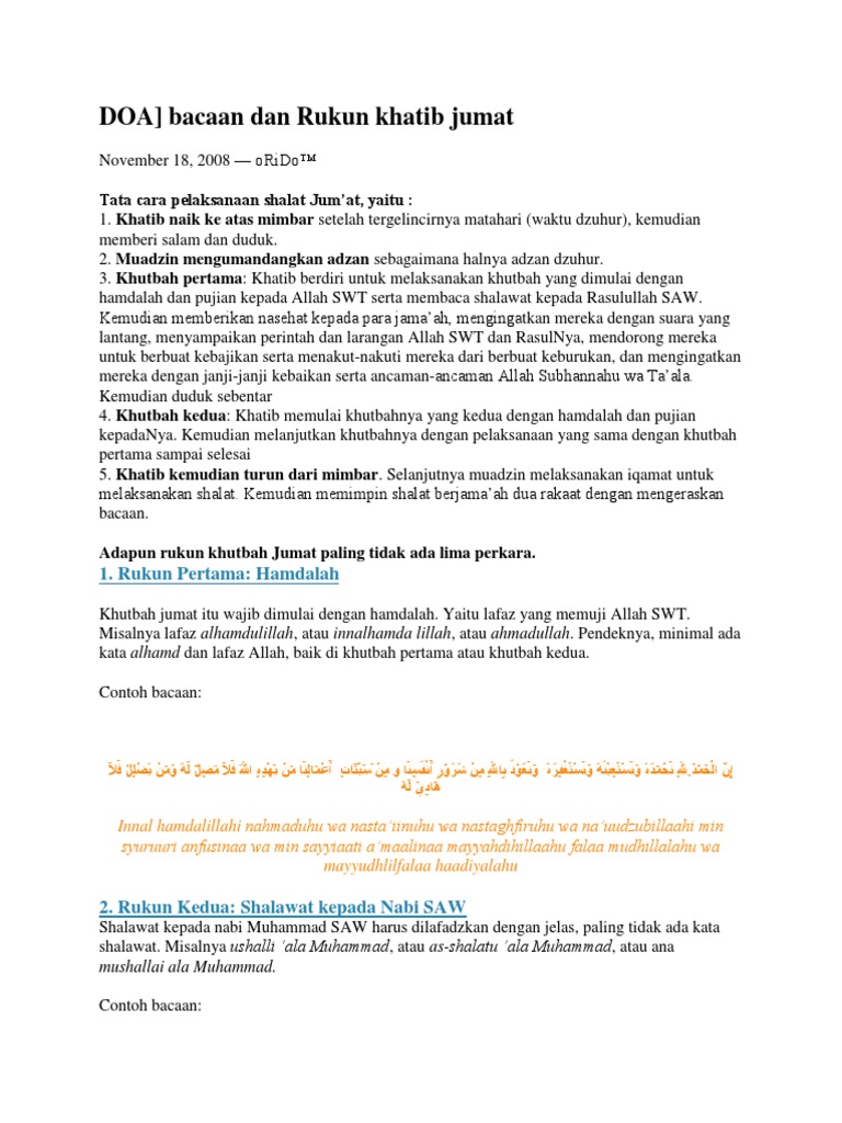 Teks Khutbah Jumat Yusuf Mansur Pdf Berbagi Teks Penting