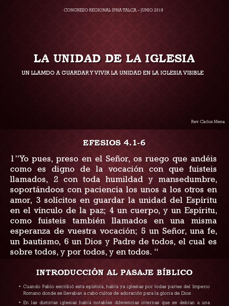 Unidad de la Iglesia según Efesios 4 | PDF | Dios en el cristianismo ...