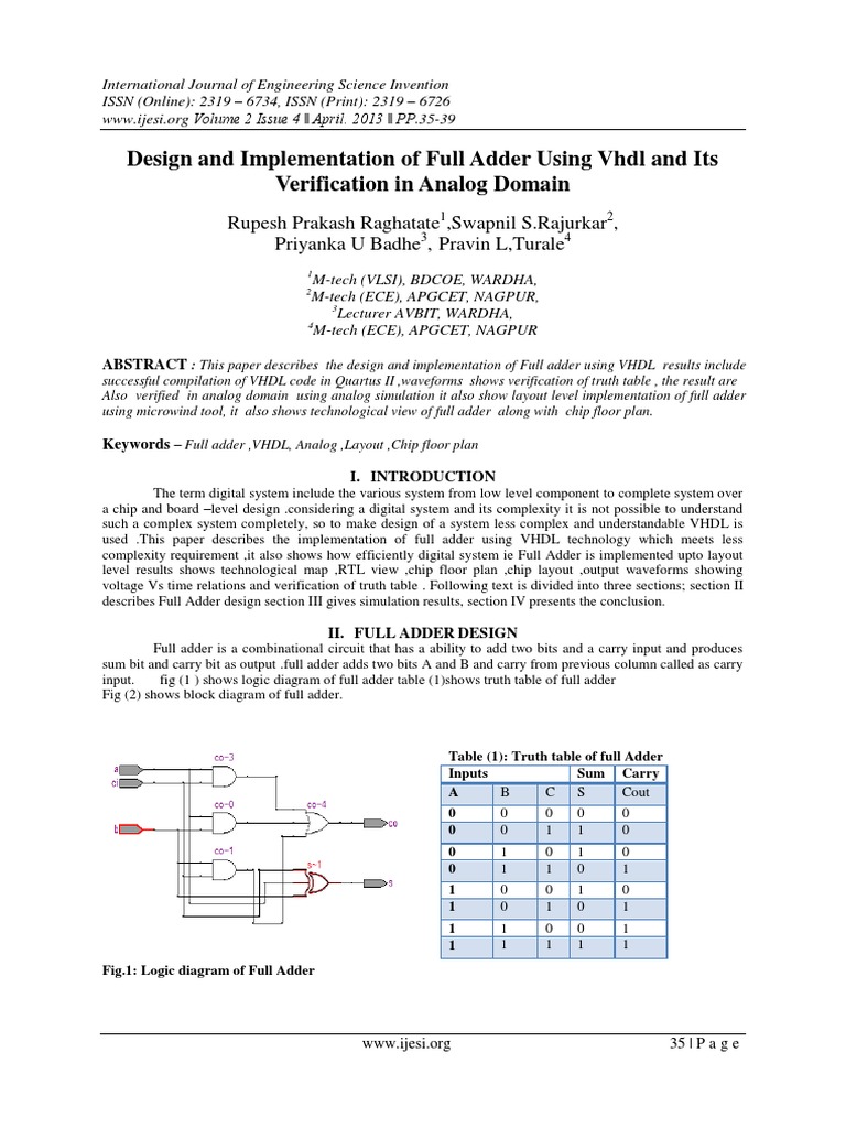 Adderf PDF | PDF | Vhdl | Digital Electronics