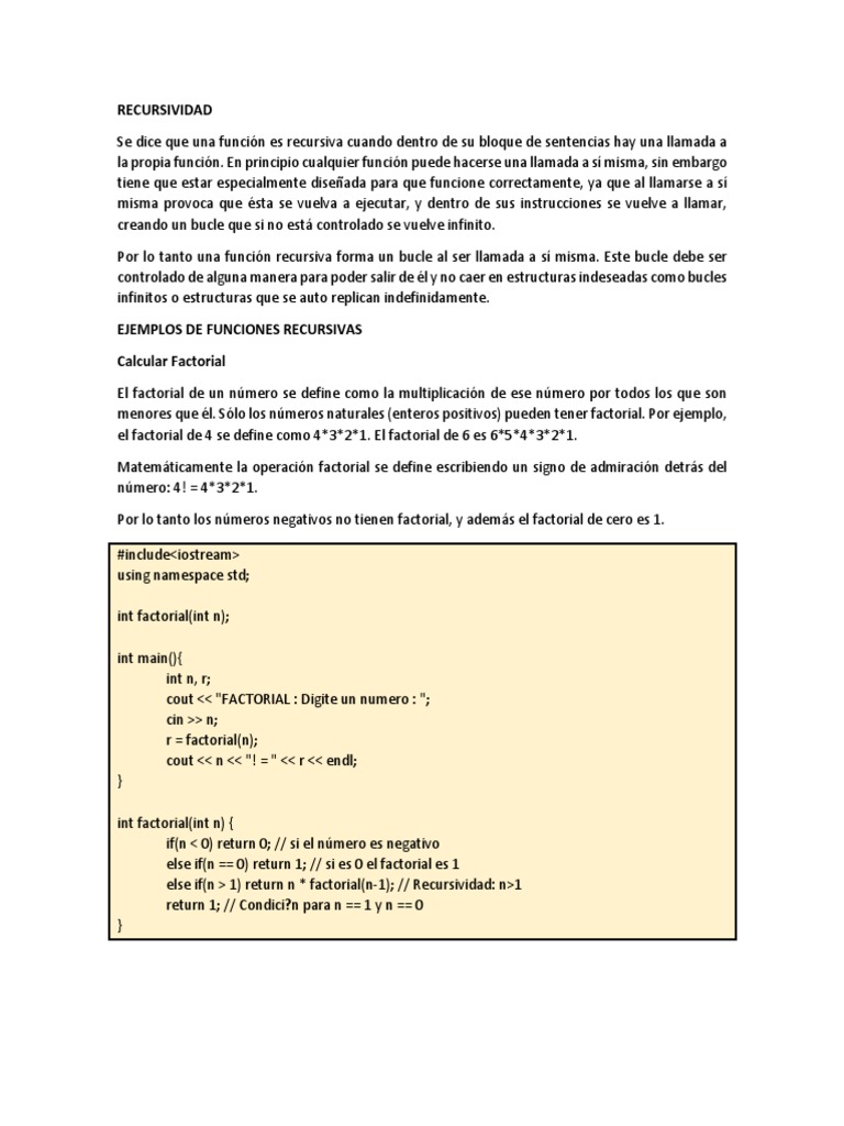 Recursividad C++ | PDF | Recursividad | C