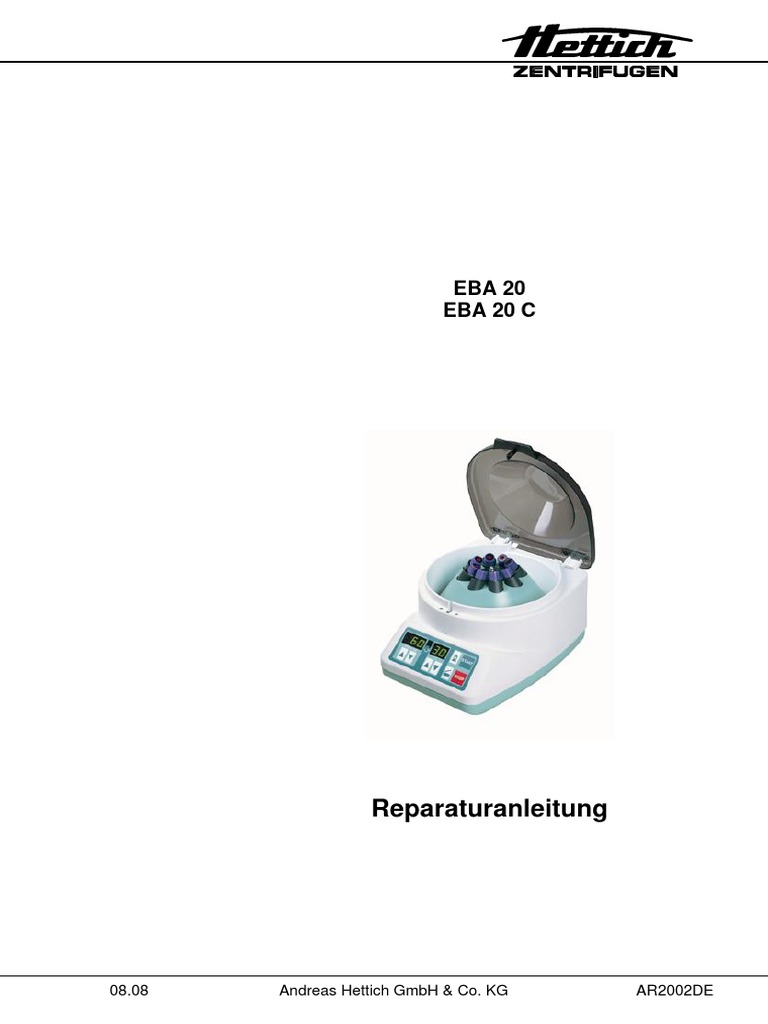 Hettich EBA 20 Centrifuge - Service Manual (de)