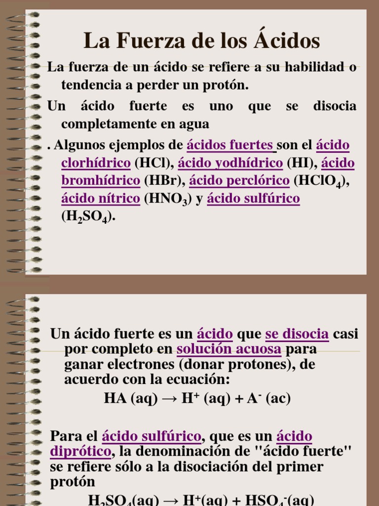 Fuerza De Los Acidos Pdf Acido Ph