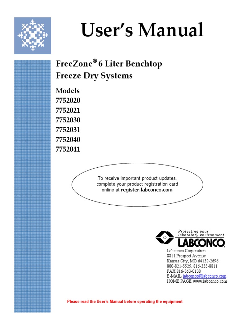 Manual Liofilizador Labconco Freezedryer Labconco PDF Freeze