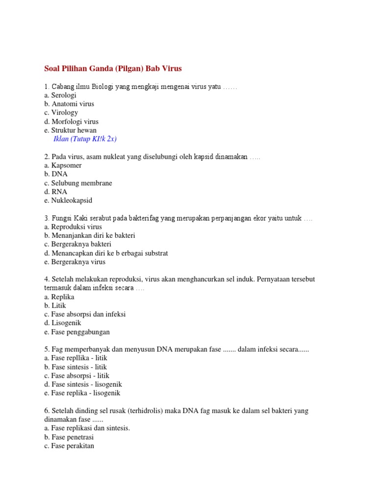 Soal Pilihan Ganda Guru Paud