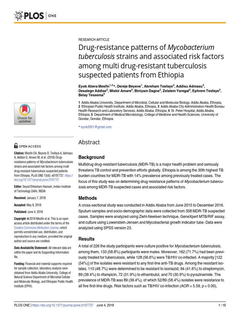 Drug-Resistance Patterns of Mycobacterium Among Multi Drug-Resistant ...