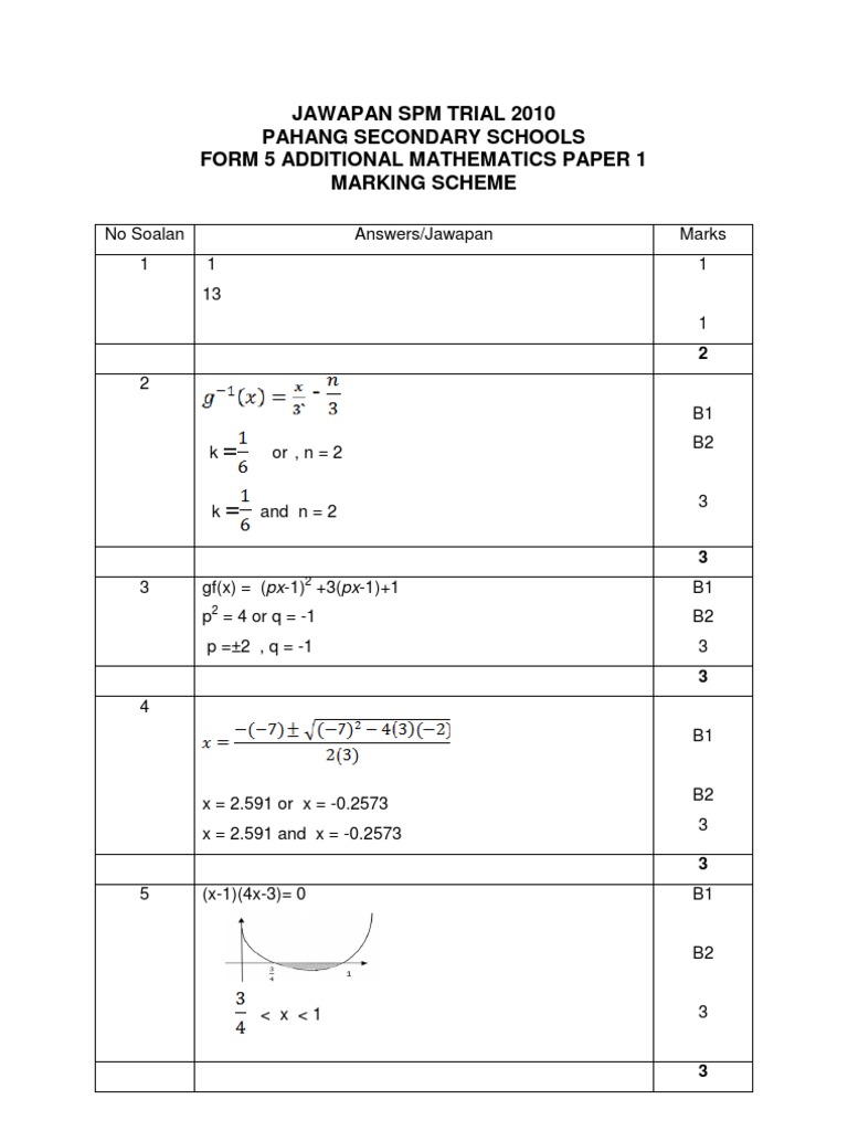 Addmaths Pahang Paper 1 Answer | PDF | Equations | Teaching Mathematics