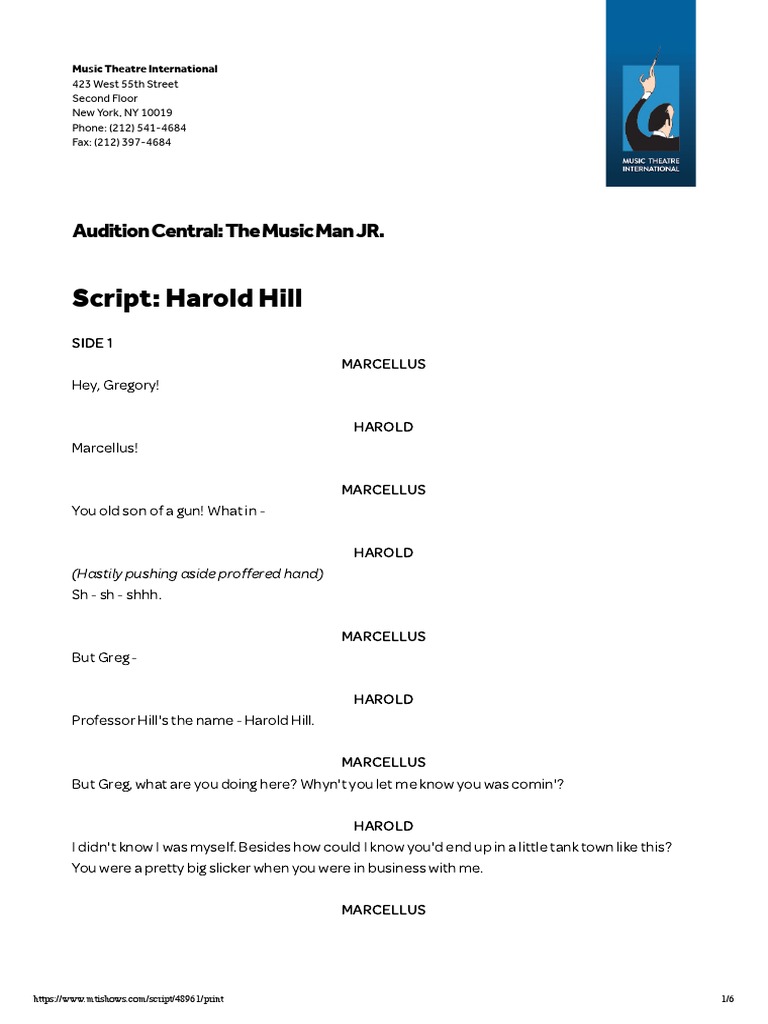 The Music Man JR. Script PDF | PDF | Leisure