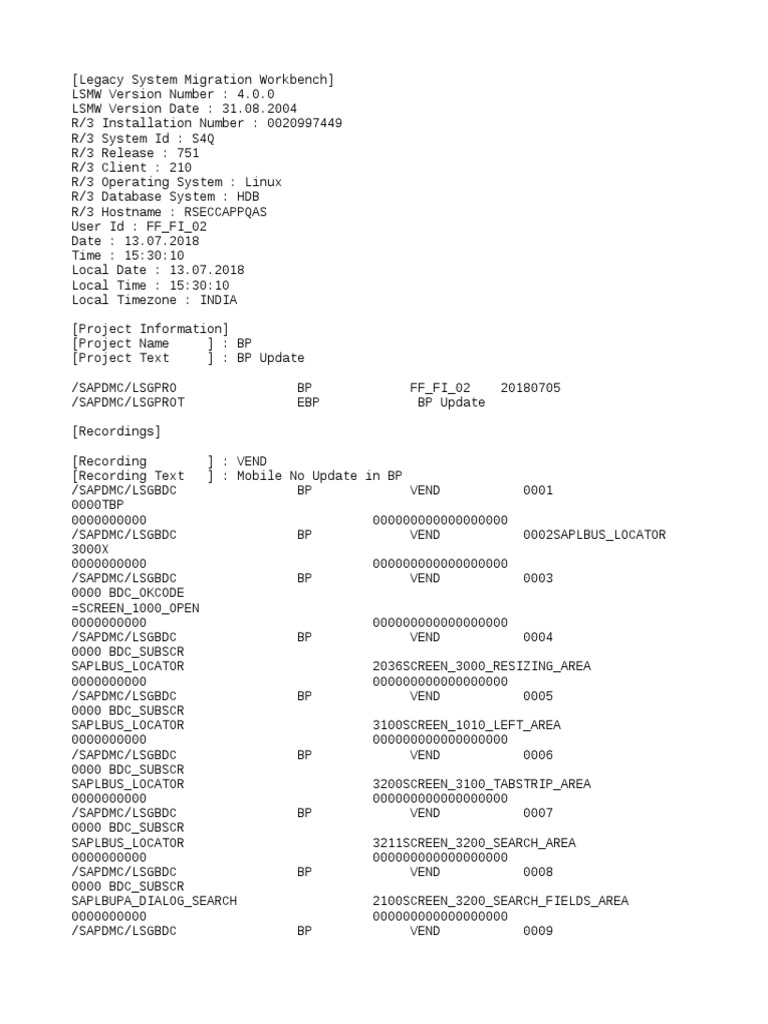 LSMW S4 BP | PDF | Operating System Families | System Software