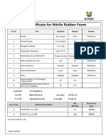 Test Certificate For Nitrile Rubber Foam: Sr. No. Specified Results Test Remark