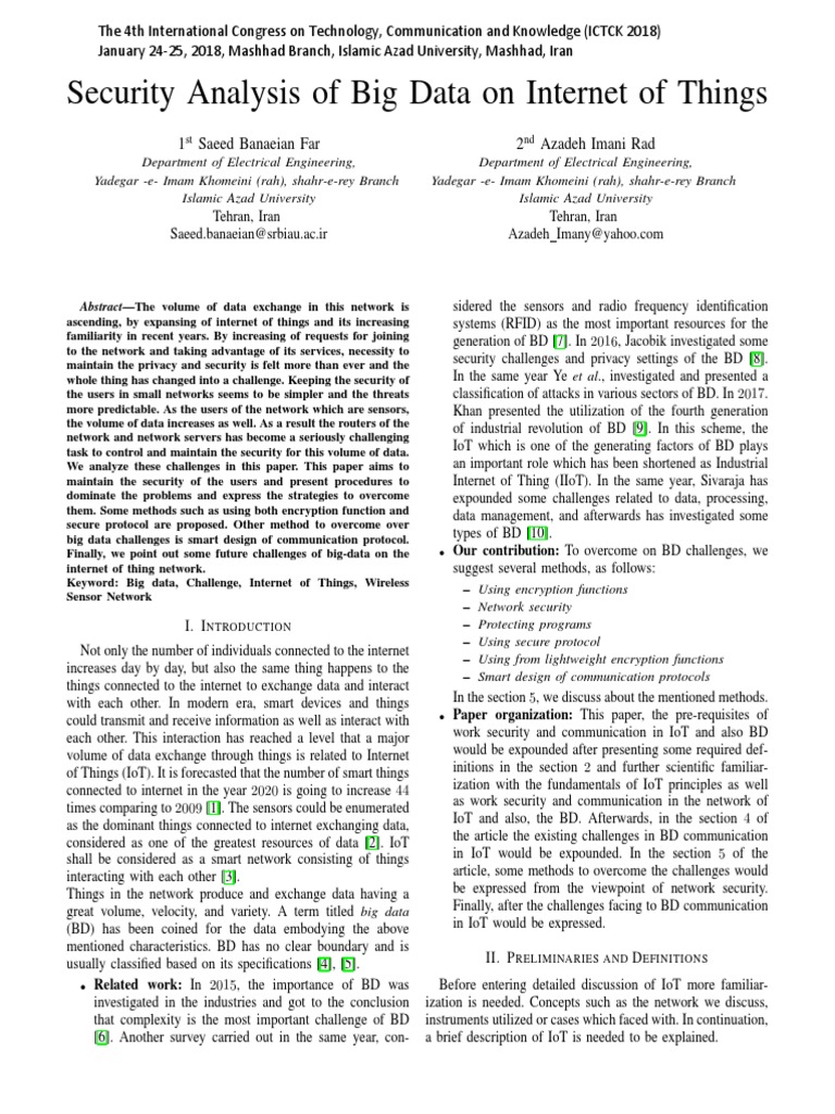 IoT Big Data Security Analysis | PDF | Internet Of Things | Big Data