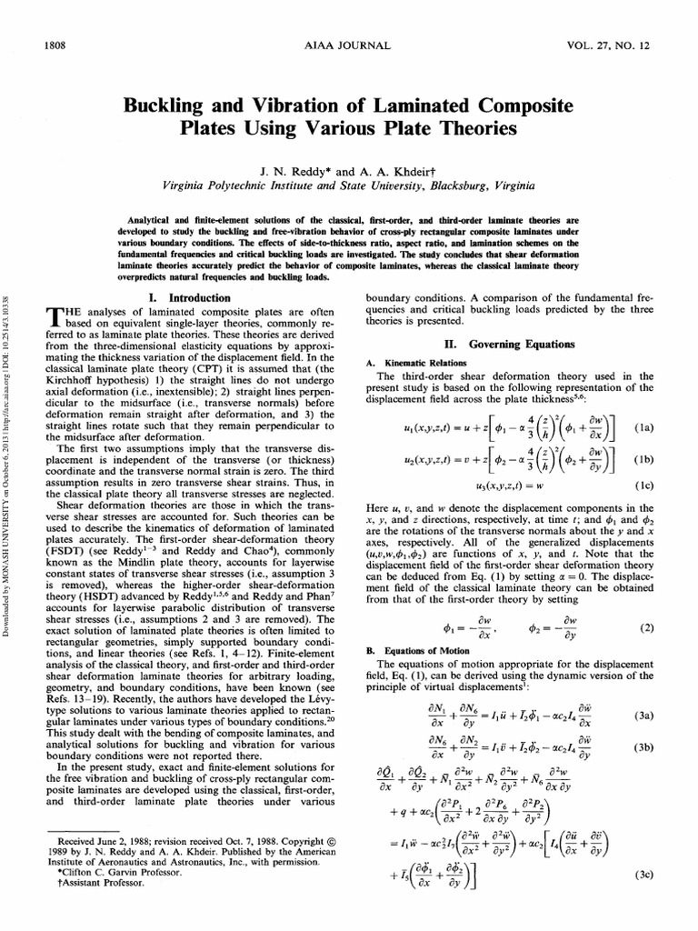 Buckling and Vibration of Laminated Composite Plates Using Various