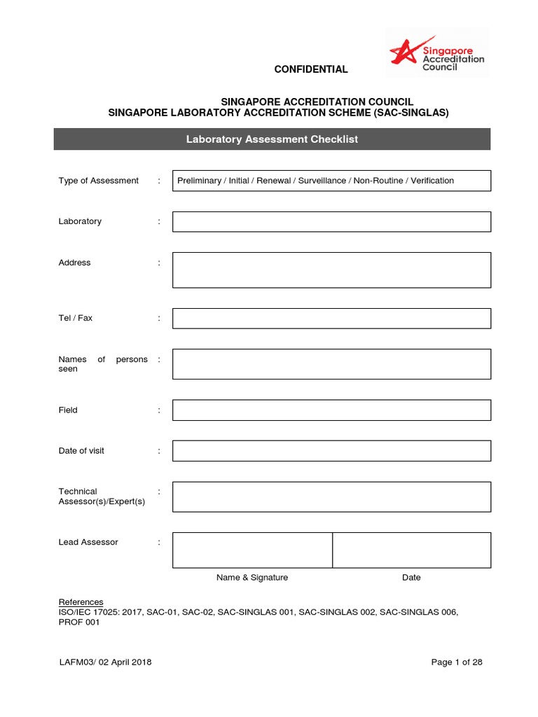 Laboratory Assessment Checklist | PDF | Calibration | Verification And ...