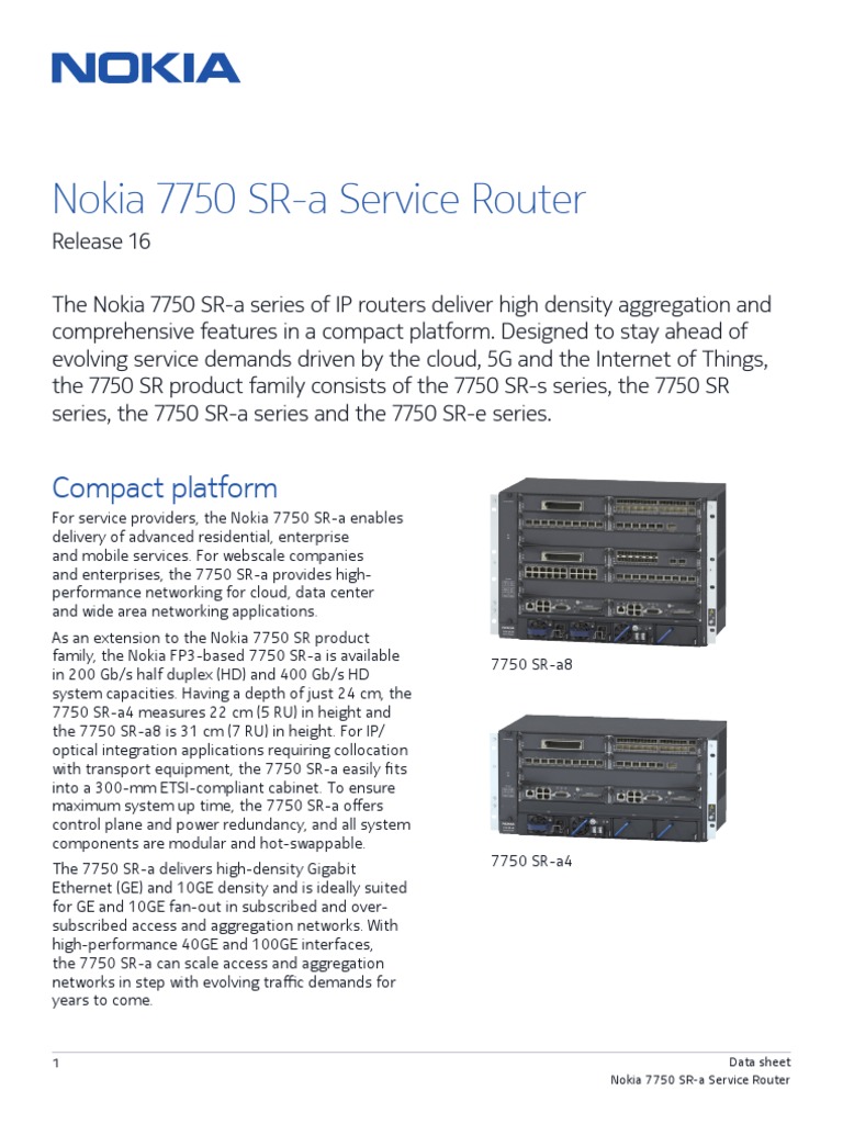 Nokia 7750 SR-A Service Router Data Sheet en | PDF | Multiprotocol ...