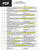 Let Reviewer Developmental Reading: NAME: - SCORE