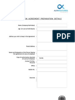 Agreement Preparation Details - Format