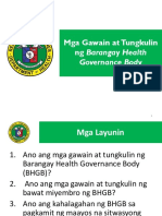 Mga Gawain at Tungkulin NG Barangay Health: Governance Body