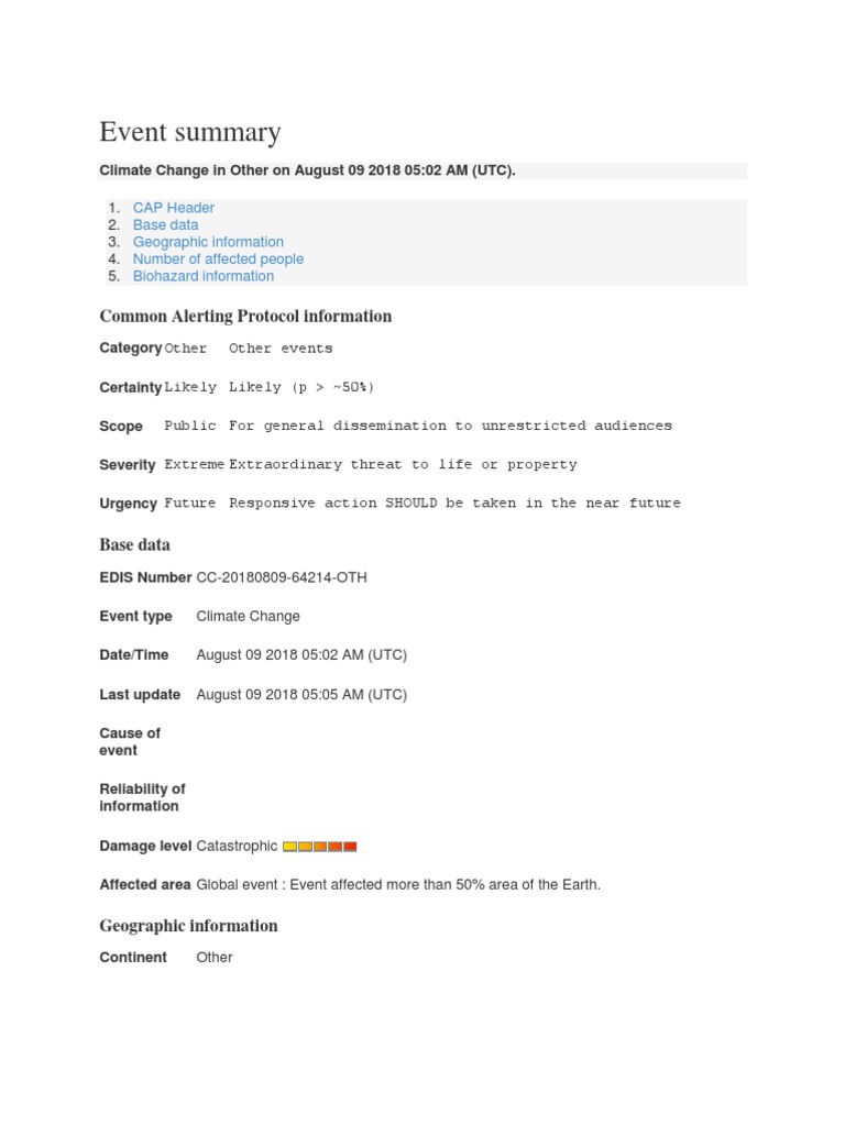 Event Summary: Common Alerting Protocol Information | PDF