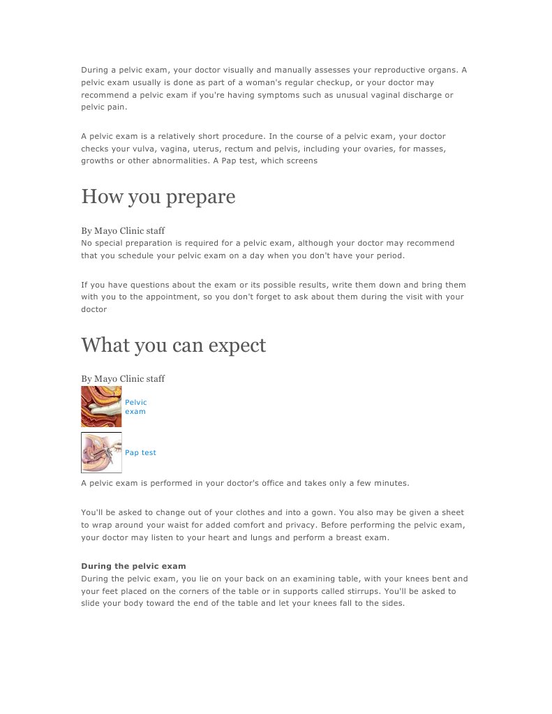 Pelvic Exam PDF Vagina Mammal Female Reproductive System