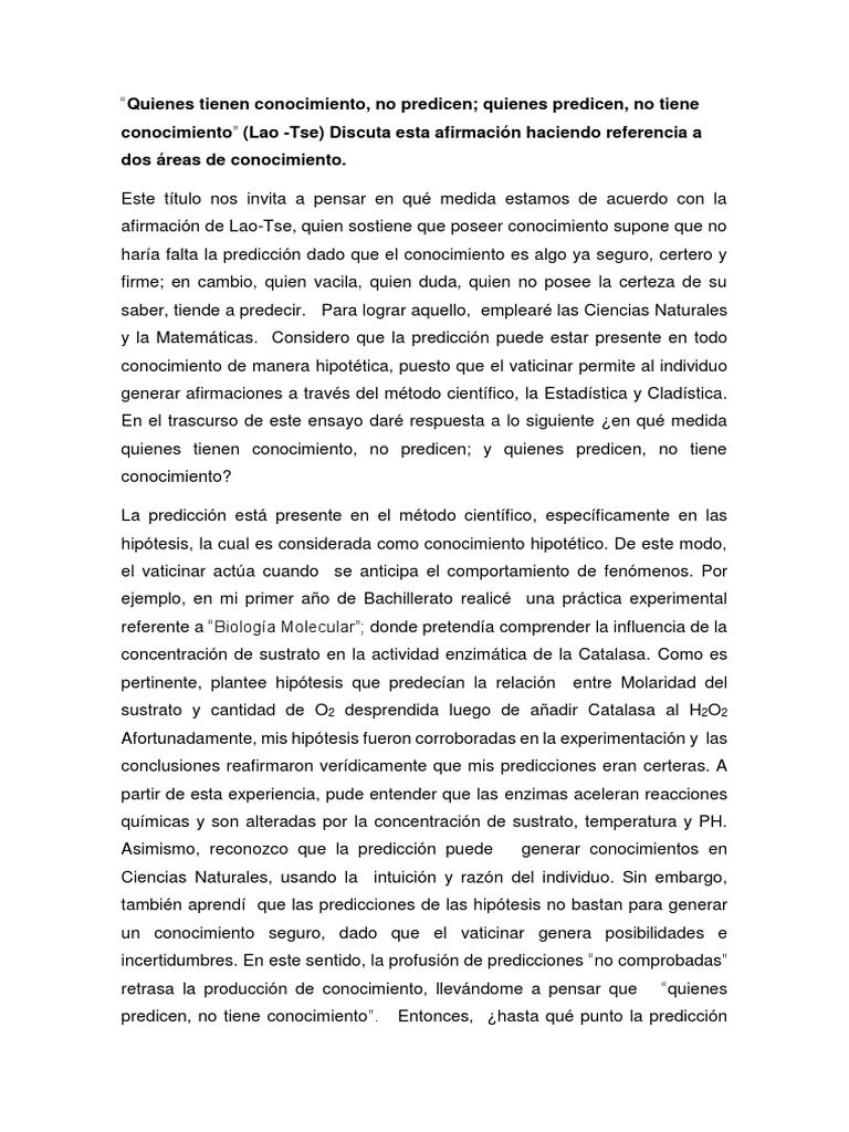 Conocimiento y Predicción en Ciencia | PDF | Predicción | Conocimiento
