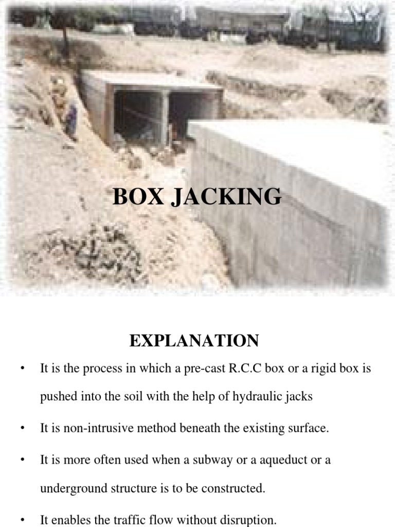 Box Jacking Techniques and Challenges | PDF | Tunnel | Soil