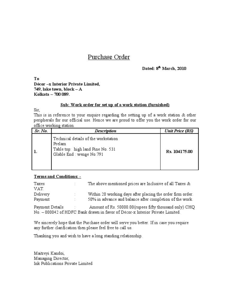Work Order for Office Workstation Setup | PDF