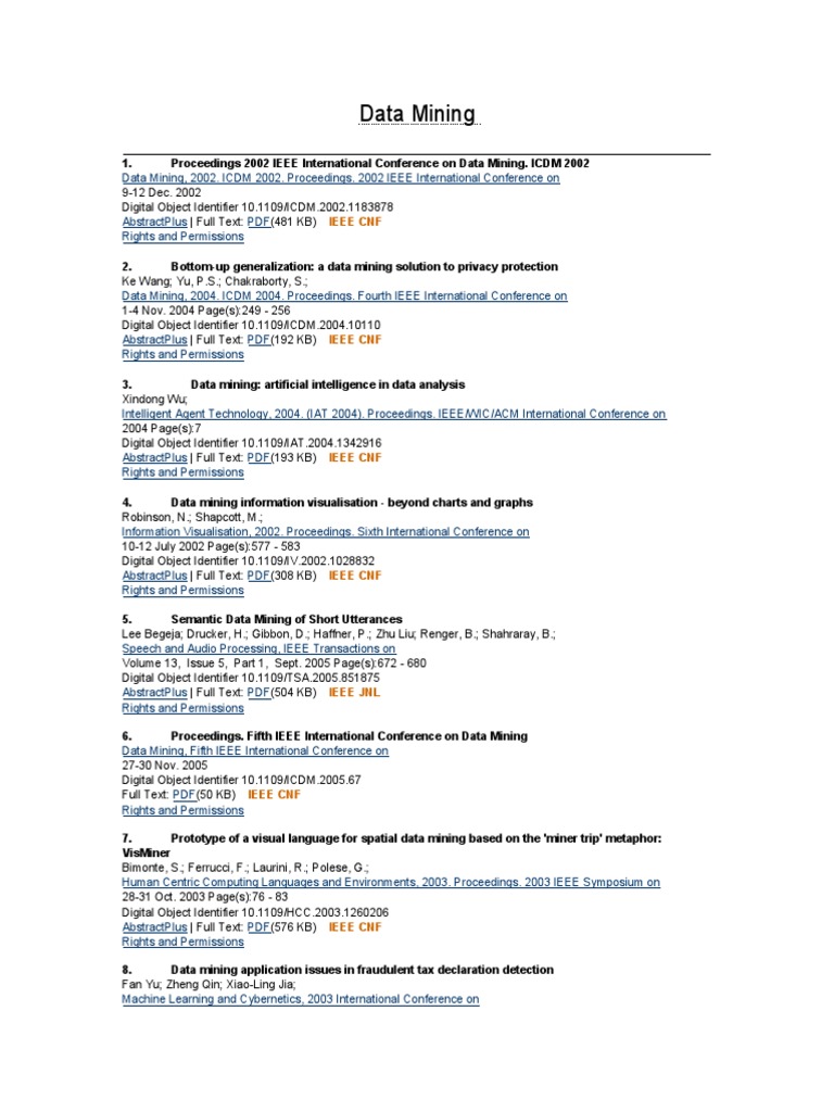 IEEE Data Mining Conference Proceedings | PDF | Data Mining | Databases