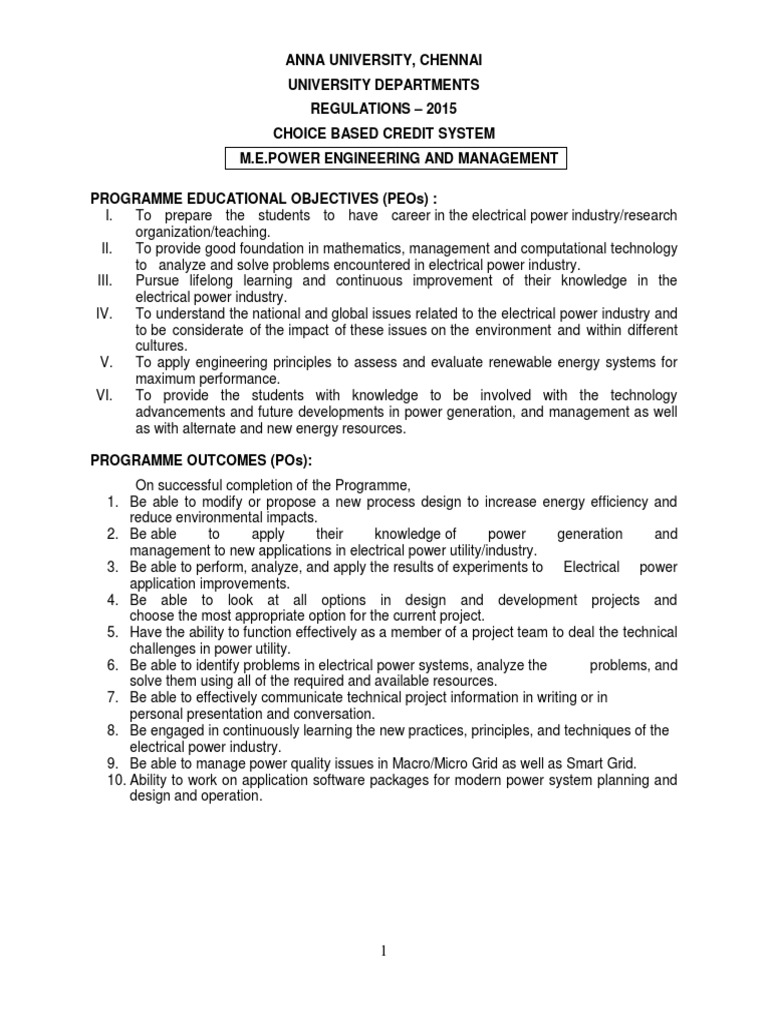 M.E. Power Engineering Curriculum Overview | PDF | Electrical Grid ...