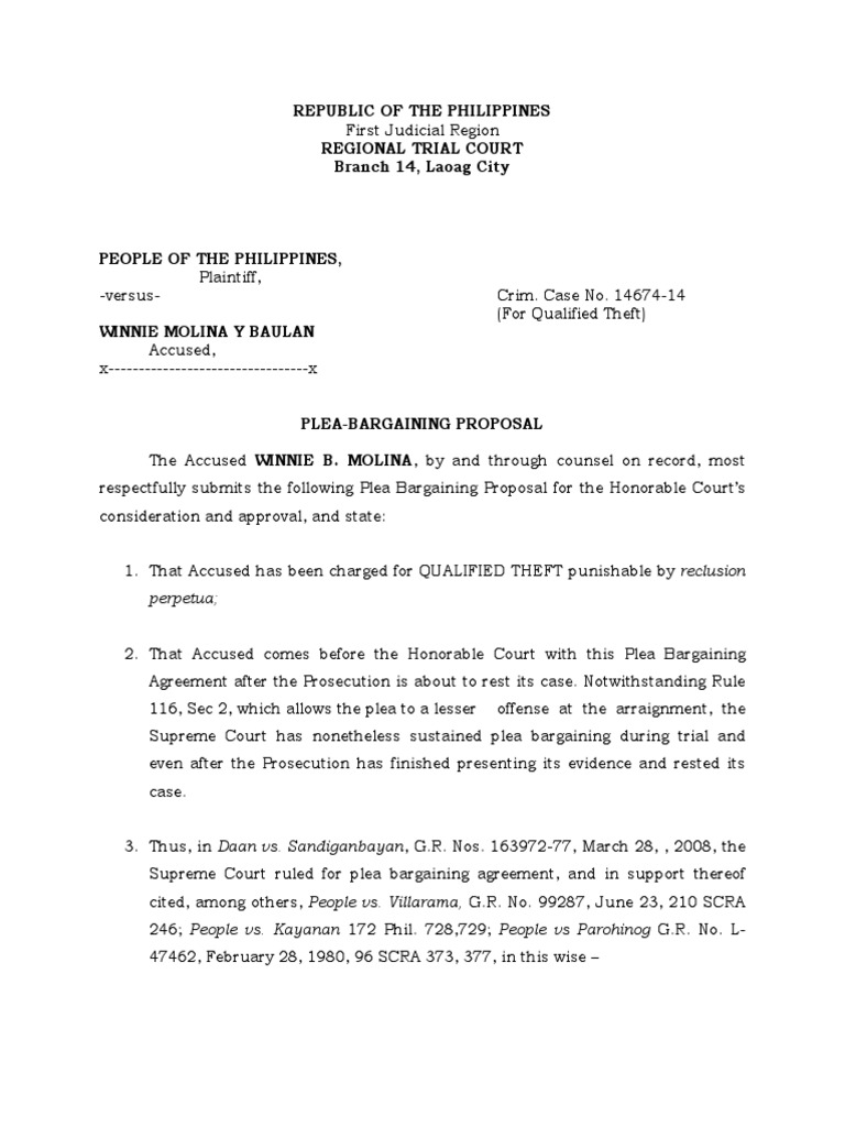 PLEA BARGAIN (SAMPLE).docx Plea Plea Bargain Free 30day Trial