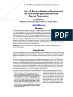 The Evolution of Student Systems Development Projects in The Post-Graduate Honours Degree Programme