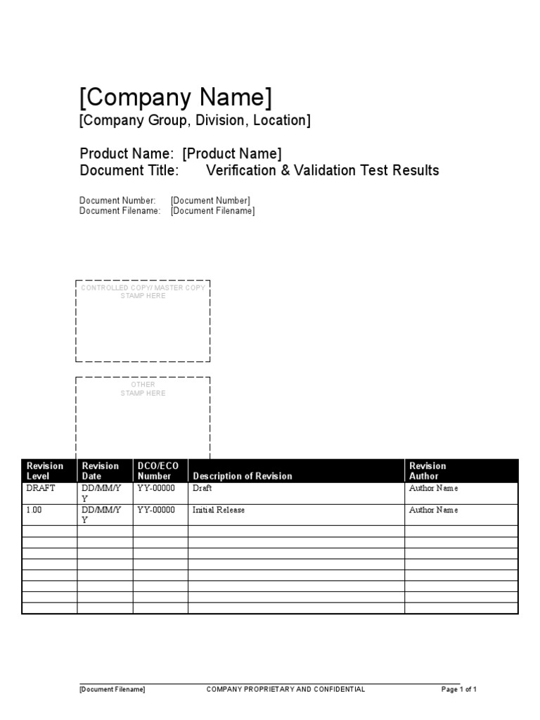 V&V Test Results for [Product Name] | PDF | Personal Computing ...
