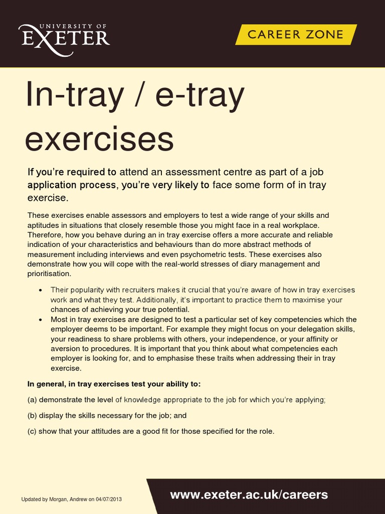 Preparing for InTray and ETray Exercises A Guide to Maximizing Your Performance in These Real