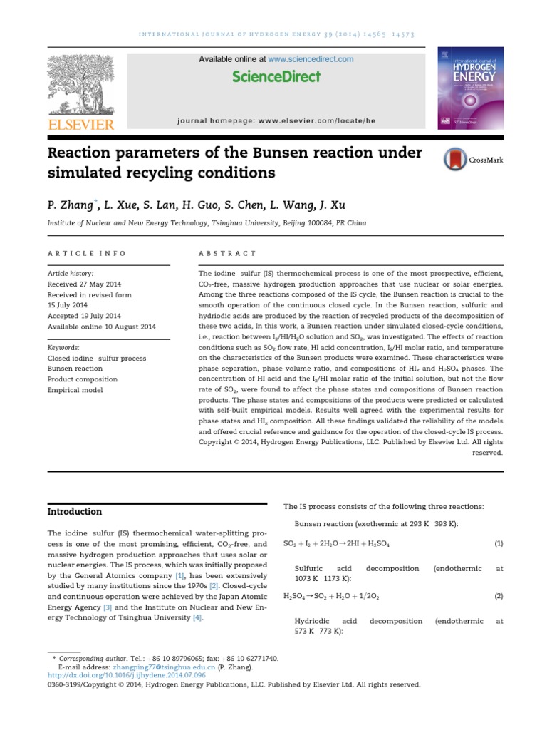 Bunsen Reaction Simulation PDF Concentration Chemical Reactions