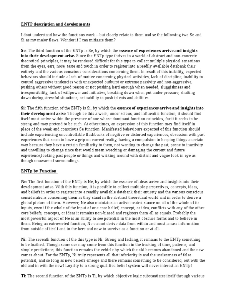 ENTP Description and Developments | PDF | Defence Mechanisms | Id