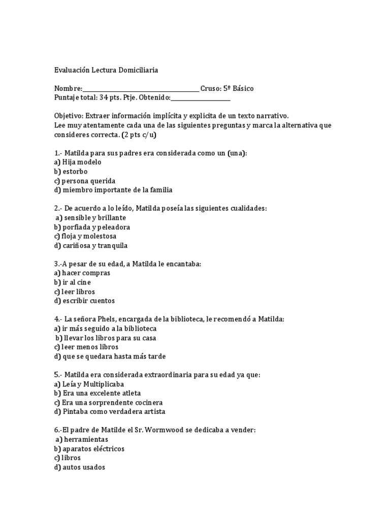 Prueba Matilda 2 PDF