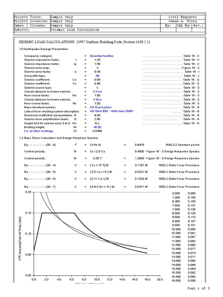 Seismic Load Calculation UBC 1997 | PDF | Geophysics | Geotechnical ...
