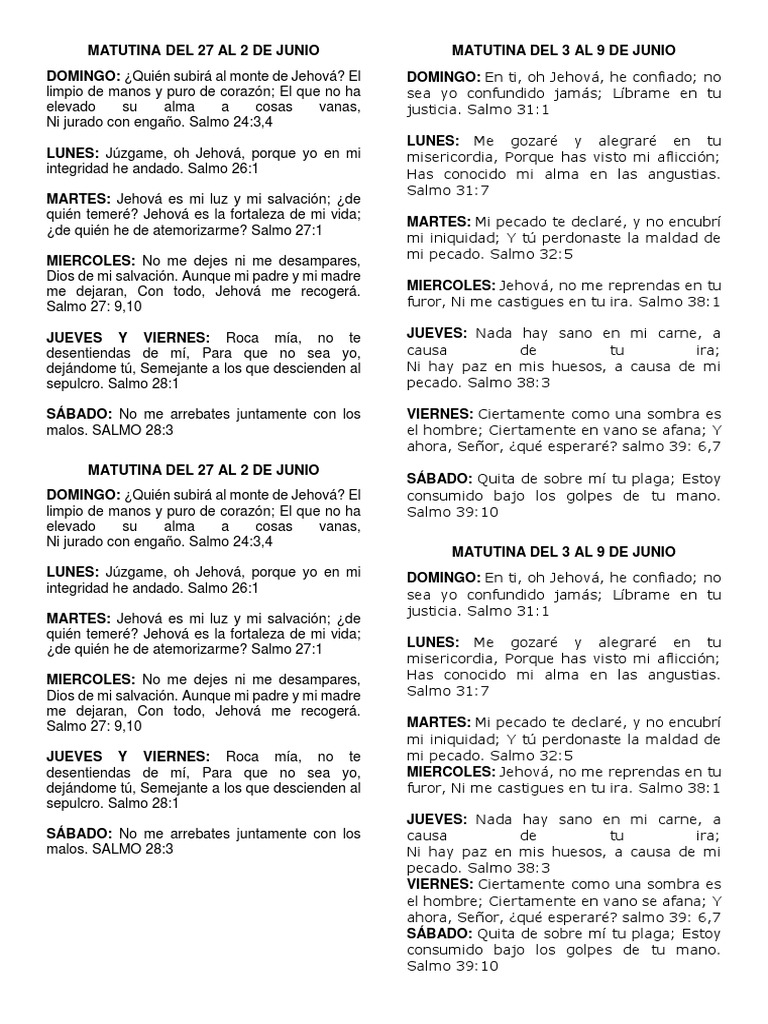 Matutina Del 27 Al 2 De Junio