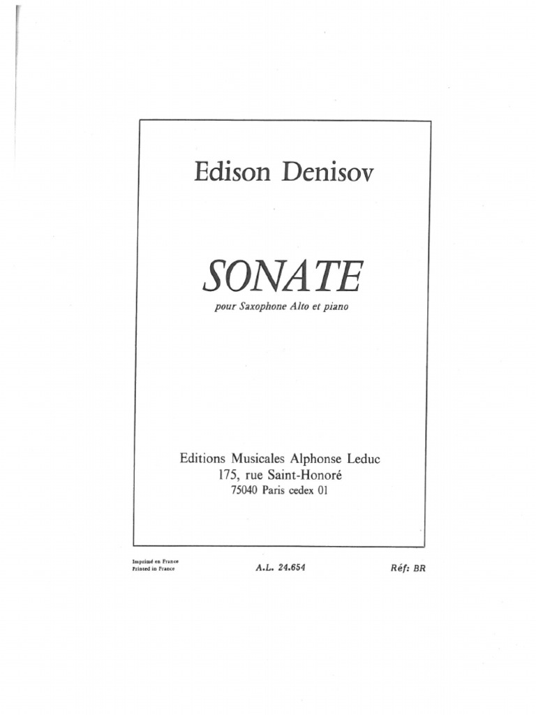 Edison Denisov - Sonata For Alto Saxophone and Piano | PDF