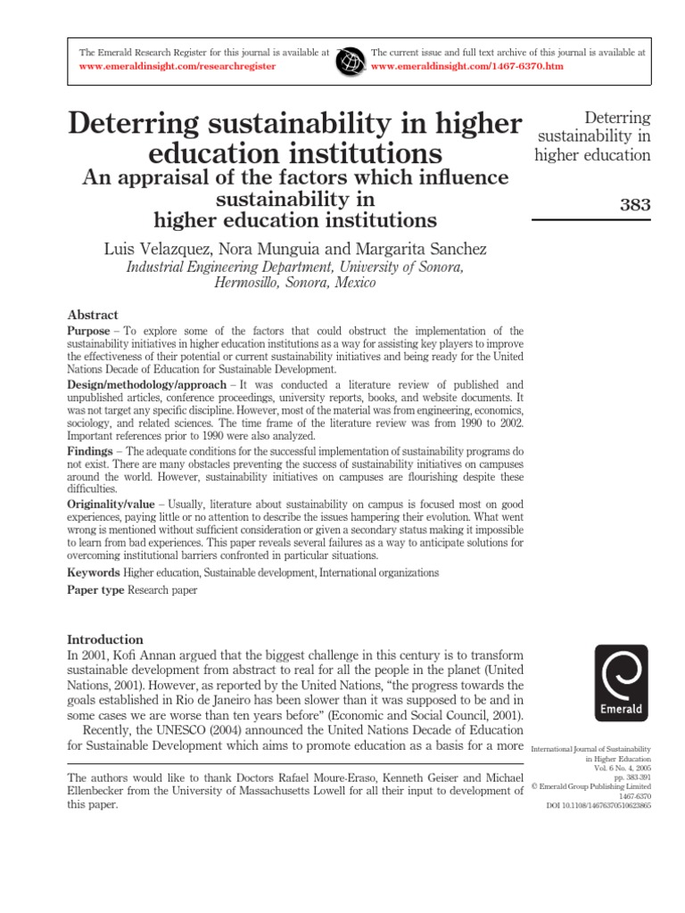 Barriers to Sustainability in Higher Ed | PDF | Sustainability ...