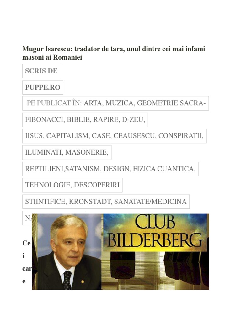 Mugur Isarescu Tradator De Tara Unul Dintre Cei Mai Infami Masoni Ai Romaniei